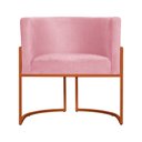 Ver imagem 2 de Poltrona Luana Suede Rosa Base Metálica Cobre - Vallisa Decor