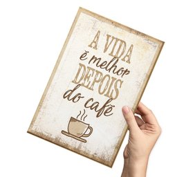 Kit 3 Quadros Placas Decorativos para Cozinha Cantinho do Café Xícara Amor Frases - 4
