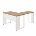 Ver imagem 5 de Mesa Escritório em L 120 cm X 150 cm Design Industrial F5 Office Cor:Macadâmia com Branco