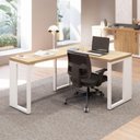 Ver mais imagens de Mesa Escritório em L 120 cm X 150 cm Design Industrial F5 Office Cor:Macadâmia com Branco
