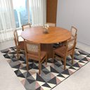Ver imagem 1 de Conjunto Mesa Cone Ø150cm + 6 Cadeiras Lyon Telinha Natural - Assento Estofado Corano Marrom Mescla