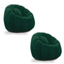 Ver imagem 1 de Poltrona Decorativa Orgânica Fixa Kit 2 Cloud Bouclê Verde E03 - D’Rossi