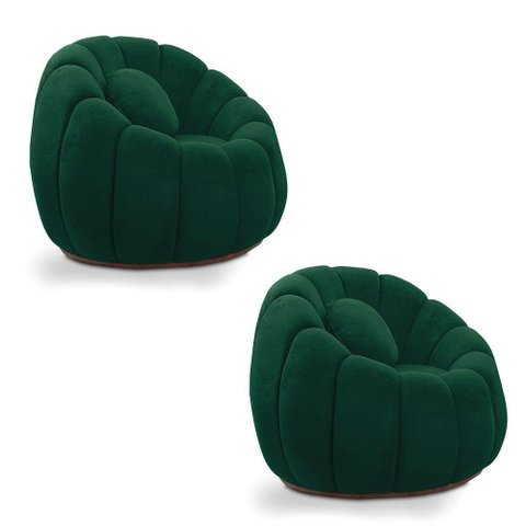 Poltrona Decorativa Orgânica Fixa Kit 2 Cloud Bouclê Verde E03 - D’Rossi