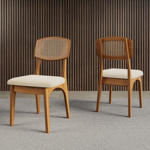 Cadeiras Kit 2 Cadeiras 100% Mdf Cj Ca40 Freijó/tweed Liso Claro - Dalla Costa