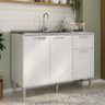 Balcão de Cozinha Gabinete Pia 105cm 3 Portas 1 Gaveta Siena Multimóveis Mp2190 Branco Branco - 6