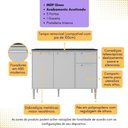 Ver imagem 5 de Balcão de Cozinha Gabinete Pia 105cm 3 Portas 1 Gaveta Siena Multimóveis Mp2190 Branco Branco