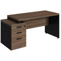 Mesa Escritório Diretor Web40 c/ Vidro 1,92 x 1,60 c/3gv - Ameixa/Preto - 3