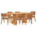 Ver imagem 1 de Conjunto Mesa de Jantar Lugano 180x100 e 6 Cadeiras Ottawa Caramelo