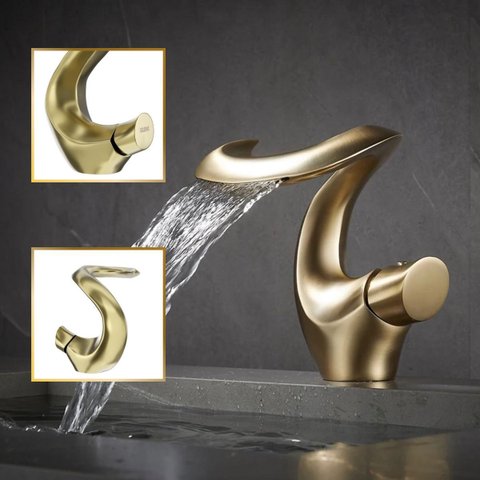 Torneira de Banheiro Lavabo Luxo Dubai Monocomando Cobre 100% Metal Goldenx