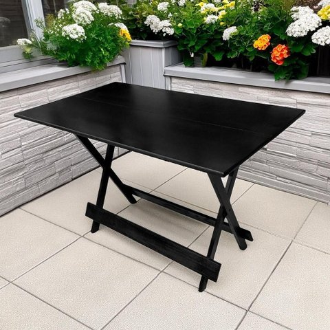 Mesa Dobrável de Madeira 4 Lugares Retangular MDF 120x70 Preto