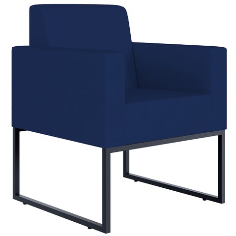Poltrona Decorativa Sala Estar Recepção Base Fixa de Metal Helô L02 Suede Azul Marinho - Lyam