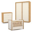Ver imagem 1 de Quarto de Bebe 2 Portas Tutto New com Capitonê New Boucle e Gaveteiro Freijó Off White - Matic