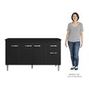 Ver imagem 5 de Balcão Gabinete Para Pia Com Tampo 150cm 4 Portas e 1 Gaveta Gabriela Preto - AJL Móveis