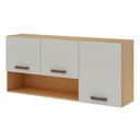 Ver imagem 1 de Armário Aéreo Cozinha 120cm 3 Portas com Nicho Freijo/white Laca Bilho - Genialflex