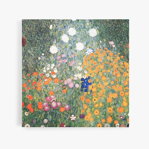 Quadro Jardim Florido Gustav Klimt Flores Canvas 80x80cm