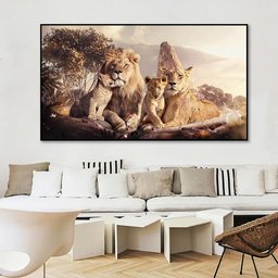 Quadro Decorativo Leão Natureza com Moldura Caixa de 3cm de Profundidade 100x70 Cm - 2