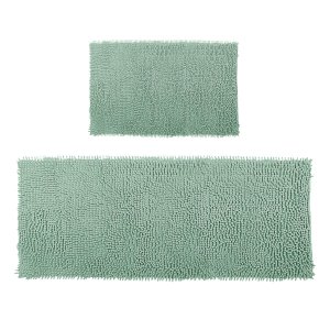 Jogo Tapete Banheiro 58x38cm + Tapete Passadeira 100x50cm Verde Água