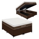 Ver imagem 1 de Cama Box King Elegance Pillow Top Molas Ensacadas Tecido Marrom Royal