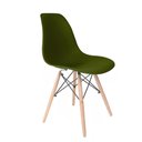 Ver imagem 1 de Cadeira Eames Pés de Madeira Verde Militar - Assento em Polipropileno