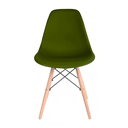 Ver imagem 2 de Cadeira Eames Pés de Madeira Verde Militar - Assento em Polipropileno