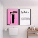 Ver imagem 3 de Kit 2 Quadros Banheiro Feminino Secador 24x18cm Mold Preta