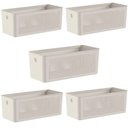 Ver imagem 1 de Kit 5 Cestos Organizadores Retangulares com Alças 6,6l Bege Flow Lavanderia Closet Banheiro