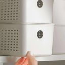 Ver imagem 6 de Kit 5 Cestos Organizadores Retangulares com Alças 6,6l Bege Flow Lavanderia Closet Banheiro