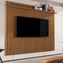 Ver imagem 2 de Painel Ripado para Sala com Uma Prateleira Venus 1.8 - Giga Móveis:freijo