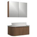 Ver imagem 1 de Conjunto Gabinete Suspenso Estela 1g 80cm MDF 1 Prateleira Amadeirado Venturi