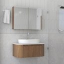 Ver imagem 2 de Conjunto Gabinete Suspenso Estela 1g 80cm MDF 1 Prateleira Amadeirado Venturi