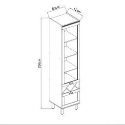 Cristaleira 50cm Porta de Vidro e 1 Gavetão para Cozinha Mdf Cor:fendi com Branco - 3