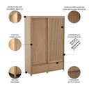 Ver imagem 3 de Guarda Roupa Casal 151cm 2 Portas Madeira Maciça Nira Tauari F07 - Mpozenato
