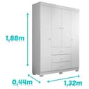 Ver imagem 5 de Berço Nacional Doce Sonho 3540 e Guarda Roupa Duda 4 Portas Branco Brilho com Colchão Ortobom