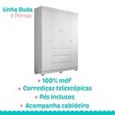 Ver imagem 3 de Berço Nacional Doce Sonho 3540 e Guarda Roupa Duda 4 Portas Branco Brilho com Colchão Ortobom