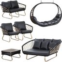 Ver imagem 1 de Kit 2 Poltronas Sofá e Mesa, Balanço Suspenso Tailândia e Chaise Milão Corda Náutica em Alumínio Tra