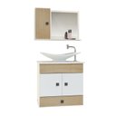 Ver imagem 2 de Conjunto Pequim Mdf Gabinete Banheiro com Espelheira e Cuba:freijo
