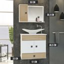 Ver imagem 4 de Conjunto Pequim Mdf Gabinete Banheiro com Espelheira e Cuba:freijo