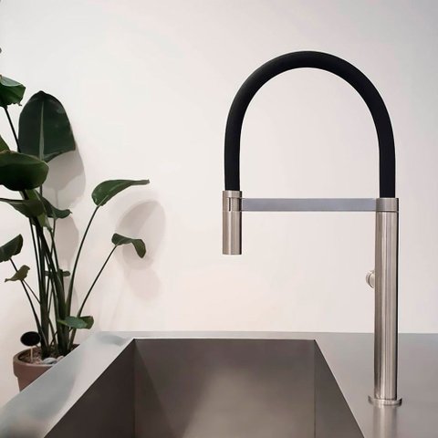 Misturador Monocomando com Ducha Gourmet Inox Escovado Cnox By Baumê