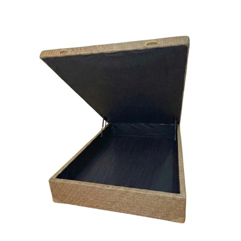 Cama Box Baú Viúvo Blindado com Pistão a Gás - Linhão - Turim Bege Escuro
