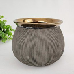 Vaso Marrom Cobre 12x16x11cm Cerâmica Decoração - 2