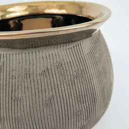 Vaso Marrom Cobre 12x16x11cm Cerâmica Decoração - 4