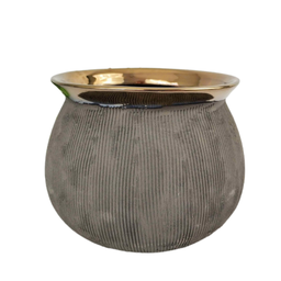 Vaso Marrom Cobre 12x16x11cm Cerâmica Decoração - 1