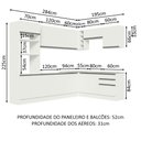 Ver imagem 4 de Armário de Cozinha Completa de Canto 479cm Branco Glamy Madesa 01
