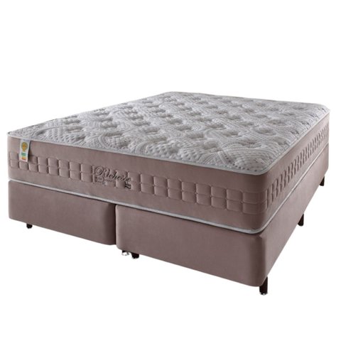 Conjunto Cama Box + Colchão King Richesse Molas Ensacadas 193x203x70cm Rosa - Megasul