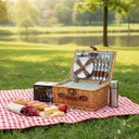 Ver imagem 1 de Kit 24 Cesta Picnic para 4 Pessoas Home&co com Bolsa Termica Fibra Natura 19x28x38cm