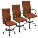 Ver imagem 1 de Kit 3 Cadeiras Eames Esteirinha Presidente Escritório Alta Marrom