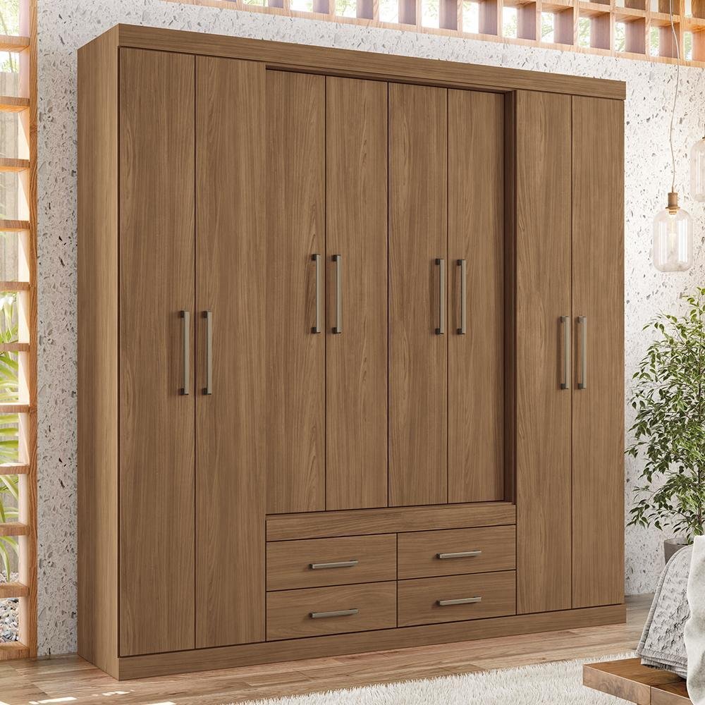 Guarda Roupa Casal Nápoles 8.4 8 Portas 4 Gavetas Jatobá - Santos
