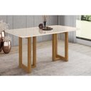 Ver imagem 1 de Mesa para Cozinha Yara Sc79 C/tampo Madeirado Vidro Curvo 160x90cm Nature/off White - Henn