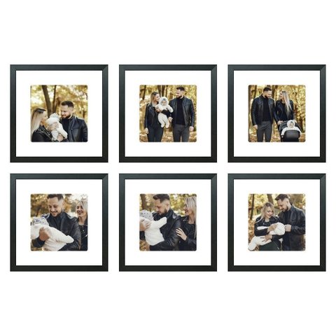 Kit Quadro Porta Retrato 32X32 - Foto 20X20 - Paspatur Branco:Moldura Preta/Kit com 6 Unidades