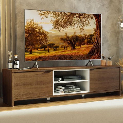 Rack para Tv até 75 Polegadas 180 Cm 2 Portas Rustic/branco Metz Madesa Rustic